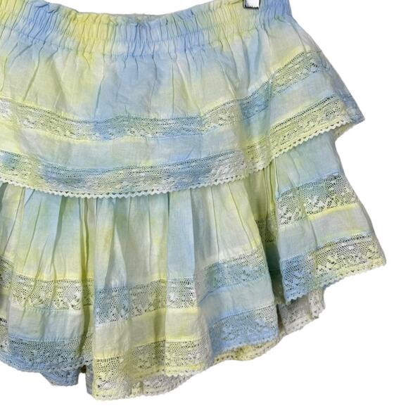 LoveShackFancy Ruffle Mini Skirt Lily Pond Hand Dye Medium Tiered Preppy Layered - Picture 3 of 9